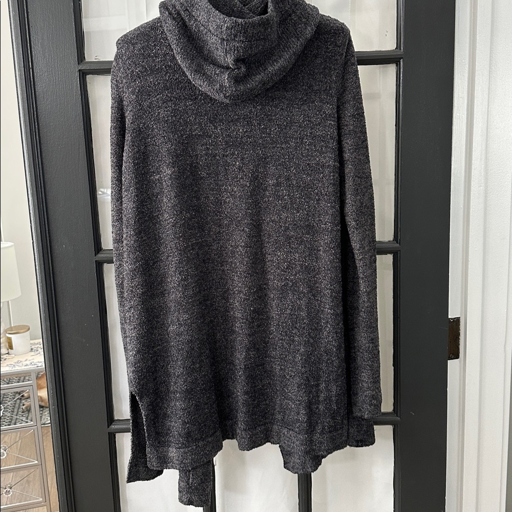 Barefoot Dreams Gray CozyChic Lite Resort Hooded Cardigan Open Front Sweater - Picture 4 of 5